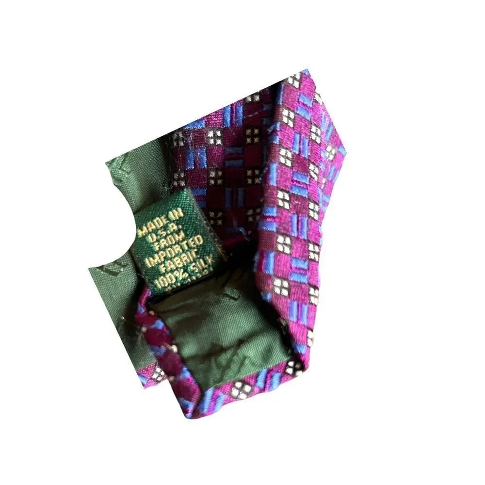 LAUREN RALPH Lauren Silk Geometric Tie Purple Blue